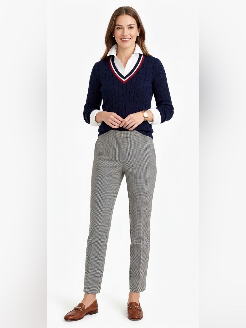 Brooks Brothers Houndstooth Tapered Dress Pants Preppy Collegiate Light Academia